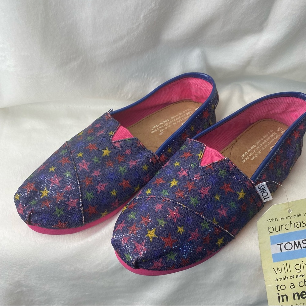 Toms sparkly stars slip on flats size 3.5